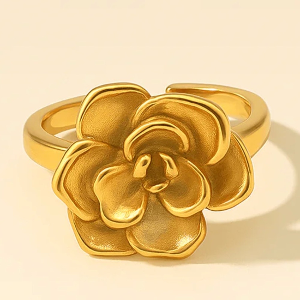 BRAND NEW Pua Kala Floral Ring OS Premium Stainless Steel + 18k gold PVD coating - Picture 2 of 5